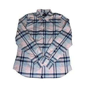 UNTUCKit Blouse Shirt Top Womens 10 Button-Up Plaid Pink Blue Casual Grumello